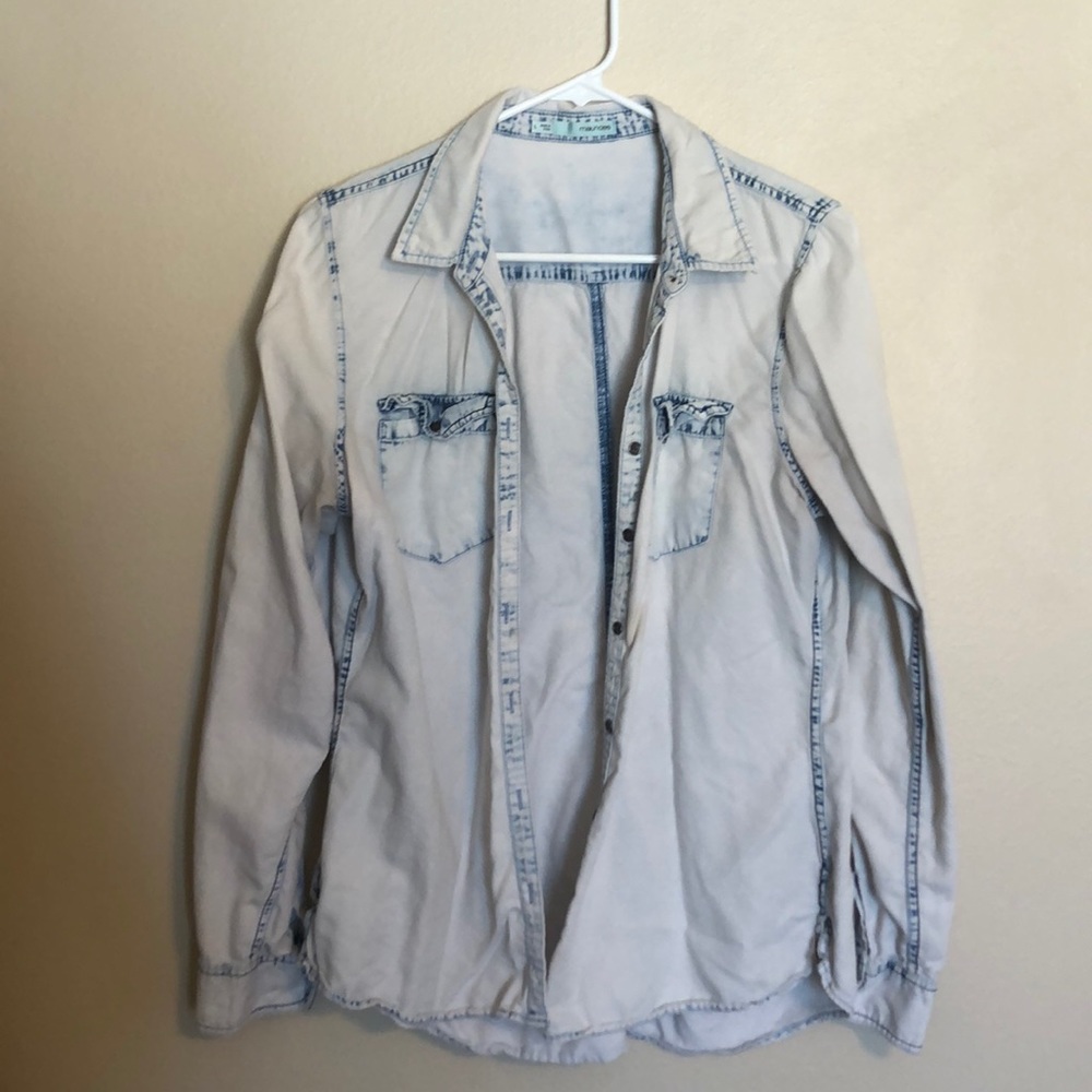 Distressed button down